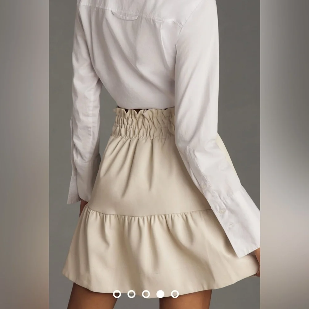 Anthropologie The Somerset Mini Skirt: Faux Leather off white - Picture 5 of 11